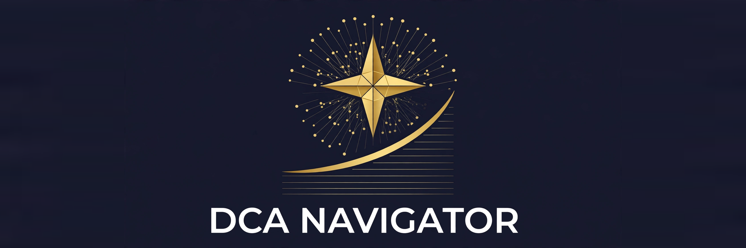 DCA Navigator full lockup, wide banner format — Compass Star and wordmark centred on Navigator Navy